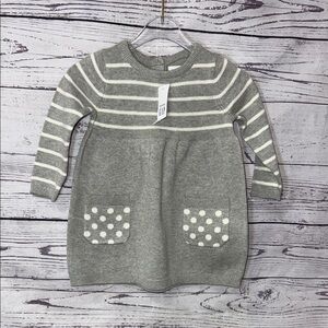 Gap Gray and White Striped Knit Dress Size 6-12 Months